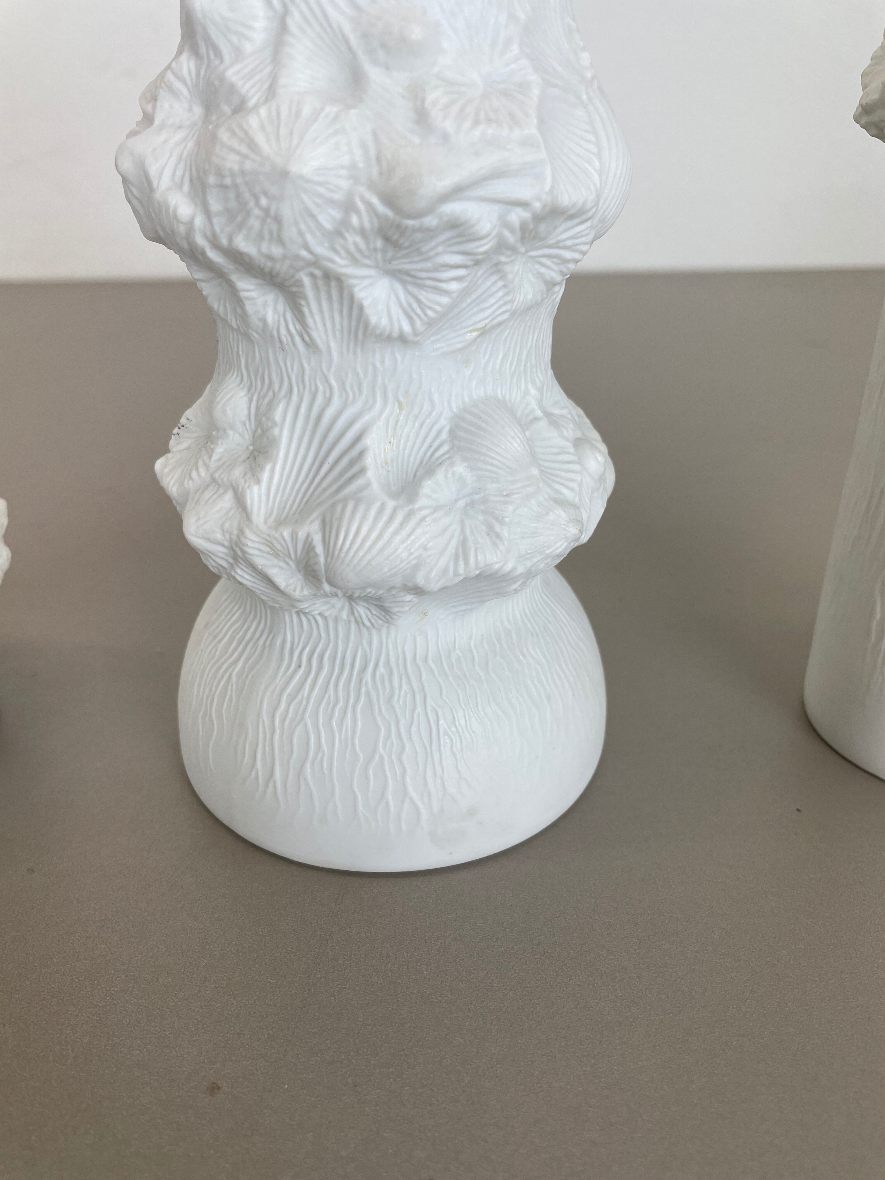 Set of 3 Original OP Art Biscuit Porcelain Vases by AK Kaiser, Germany, 1970s