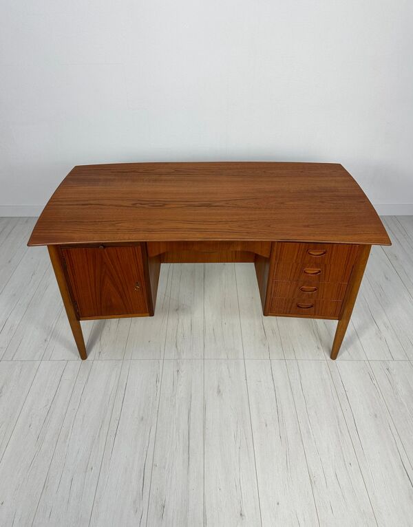Bureau d'écriture vintage en teck danois incurvé, style milieu du siècle, années 1960