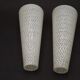 Pair of French vintage retro white opaque patterned glass replacement shades.