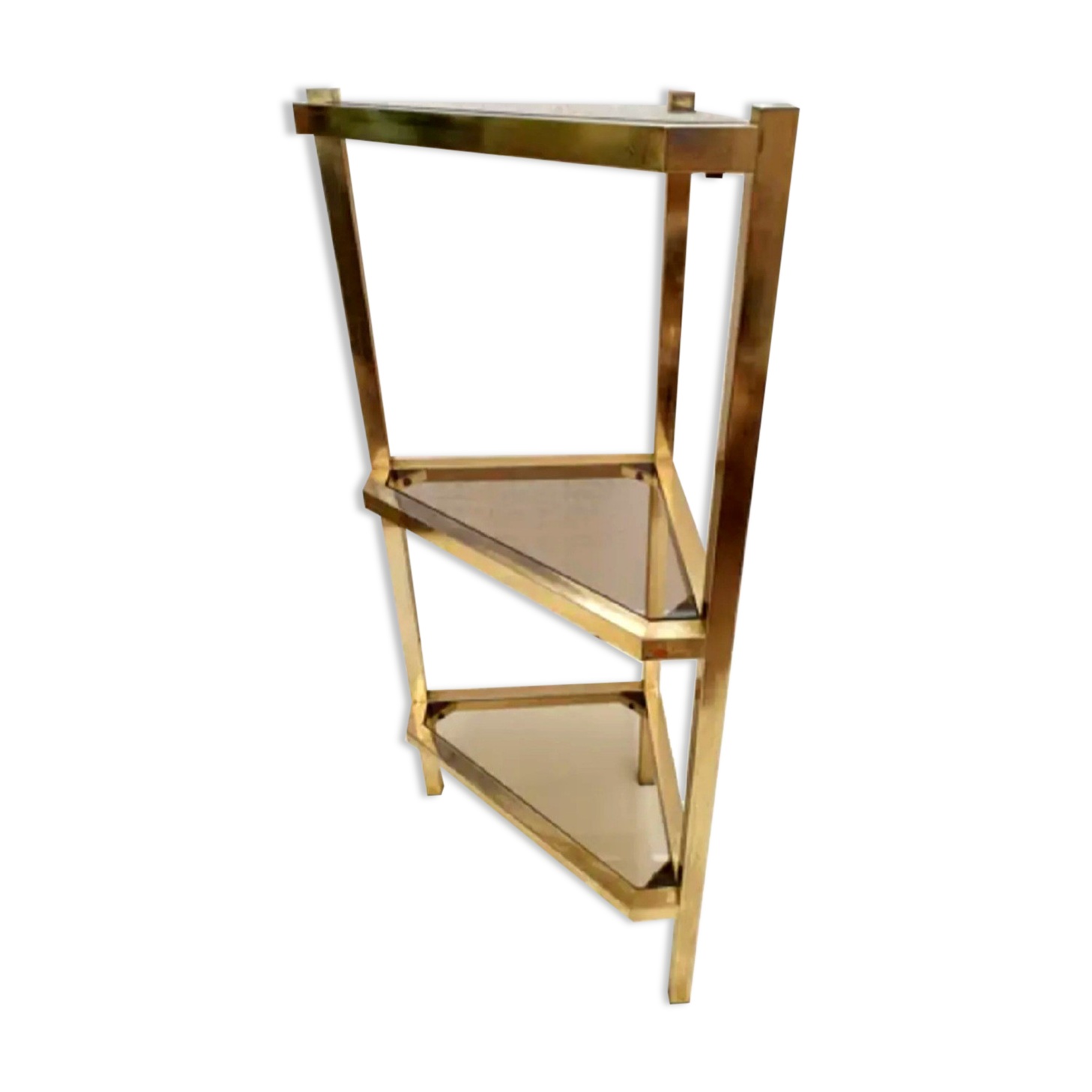 Étagère d'angle dorée