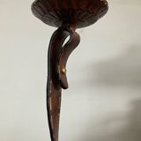 Vintage brutalist wrought iron snake candle holder