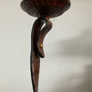 Vintage brutalist wrought iron snake candle holder