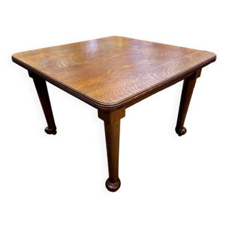 Antique English solid oak table on casters by Joseph Fitter (19th century)