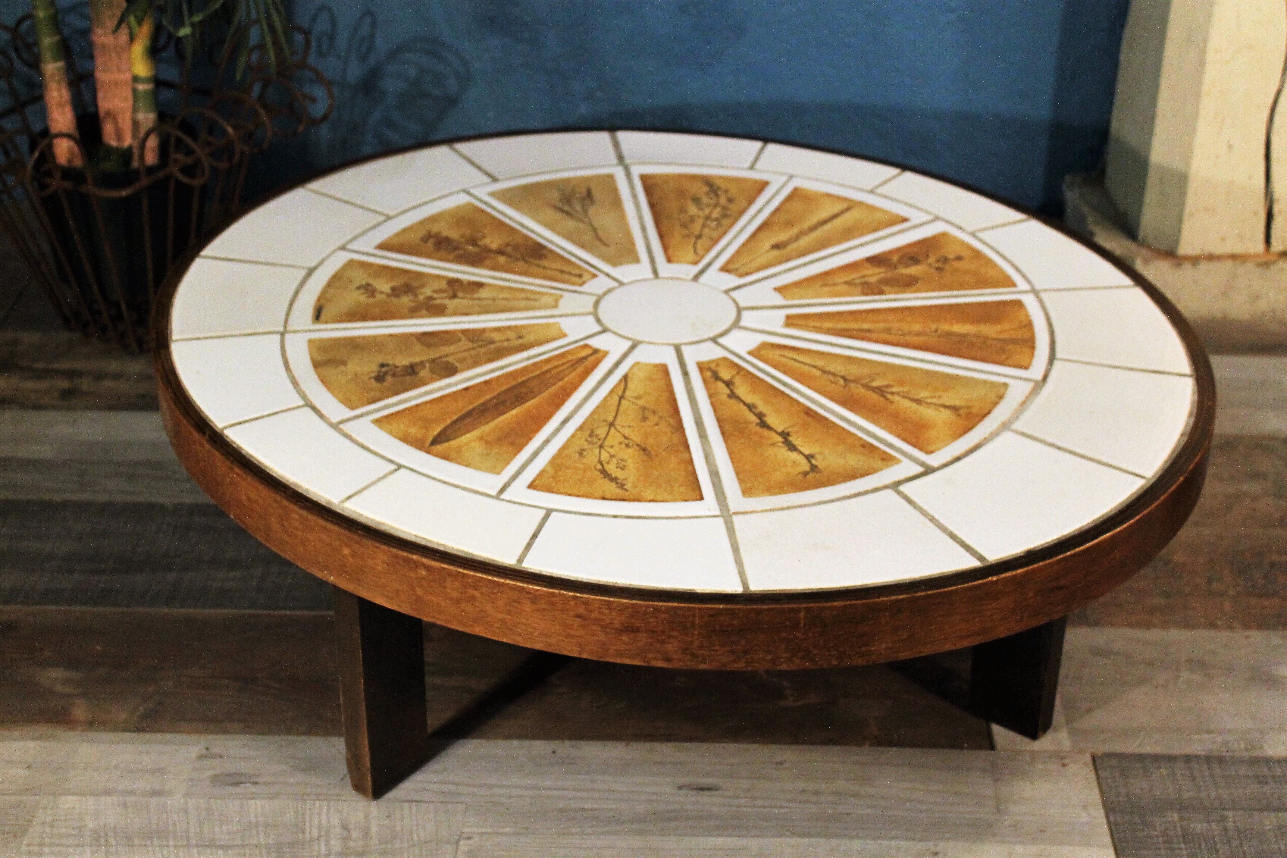 Coffee table "Herbarium" by Roger Capron 1960s