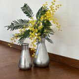 Vintage pair of chrome vases from the 1970s.