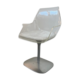 Old swivel desk chair plexiglass and steel design from the 70s