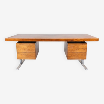 Mid-Century Modern Wooden and Chrome Desk, Italy, 1970s