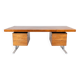 Bureau moderne du milieu du siècle en bois et chrome, Italie, années 1970