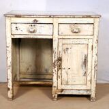 Old Burmese teak desk with original white patina