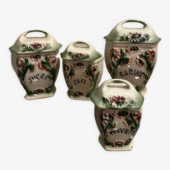 Set of 4 porcelain kitchen pots 1940/50