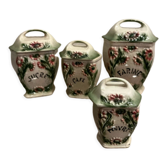 Set of 4 porcelain kitchen pots 1940/50