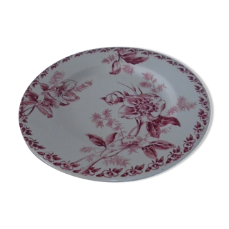 Assiette de présentation fleur décor rose sur pied douche faïence ancienne Lunéville ?