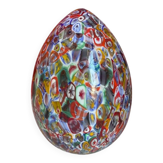 Floral Multicolor Murano Style Glass Egg Small Table Lamp