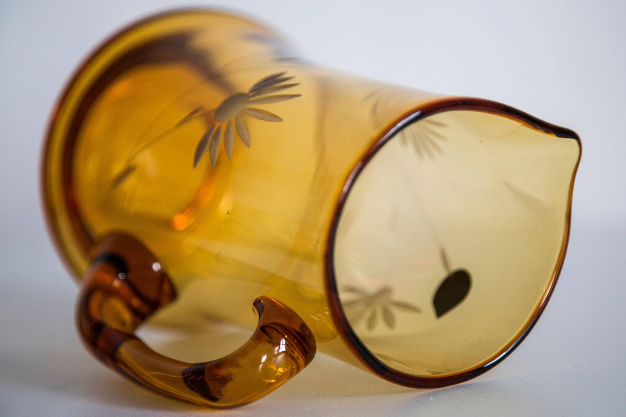 Set of six mid-century glasses and yellow Murano pot, Europe, 1960s.