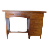 Vintage modernist desk - 5 drawers - shelf - 1950s - closure mechanism