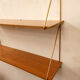 Modular shelves, laminated wood, gilded metal, 1960