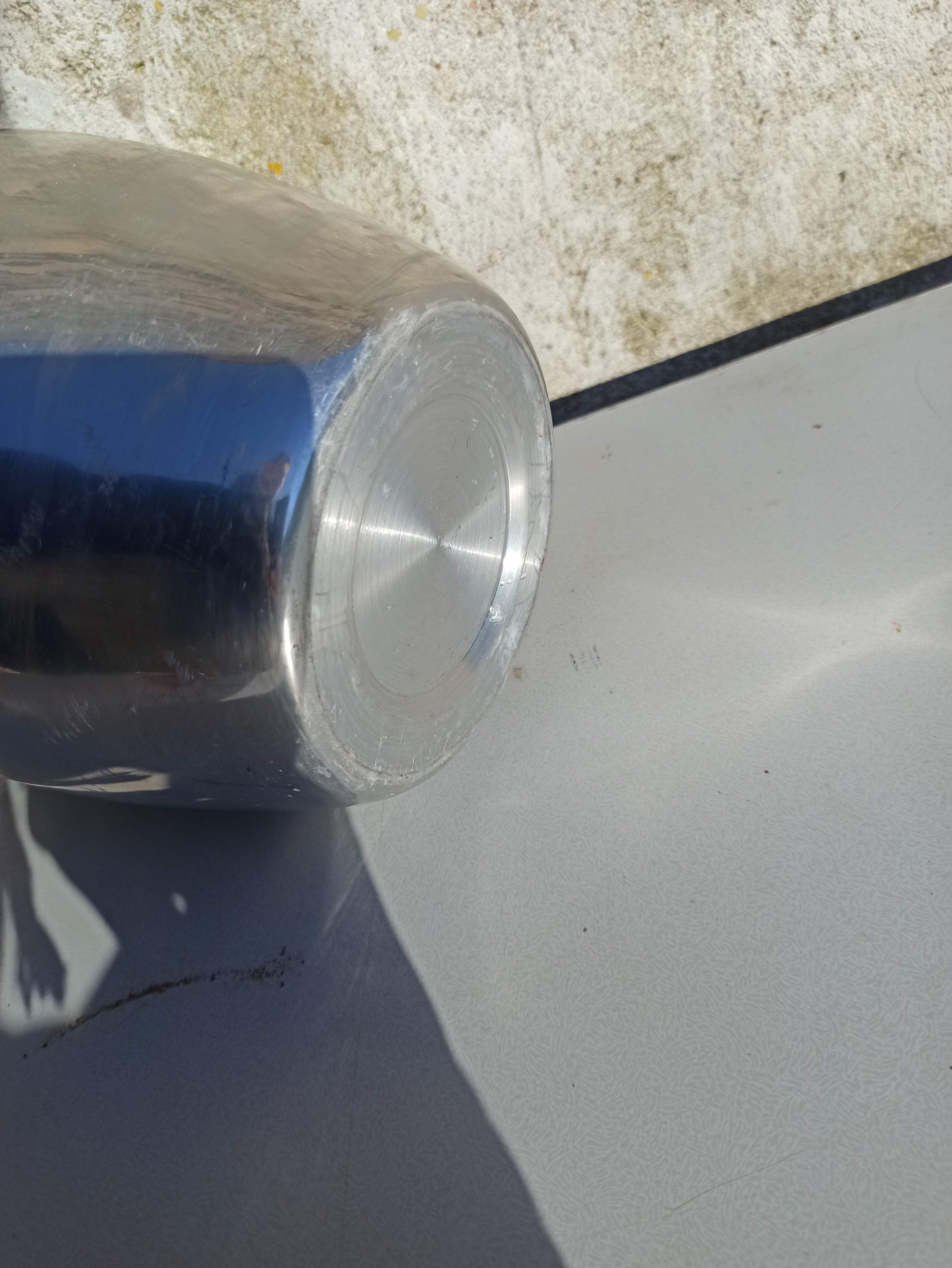 Old ice bucket ice cube in the shape of aluminum pear