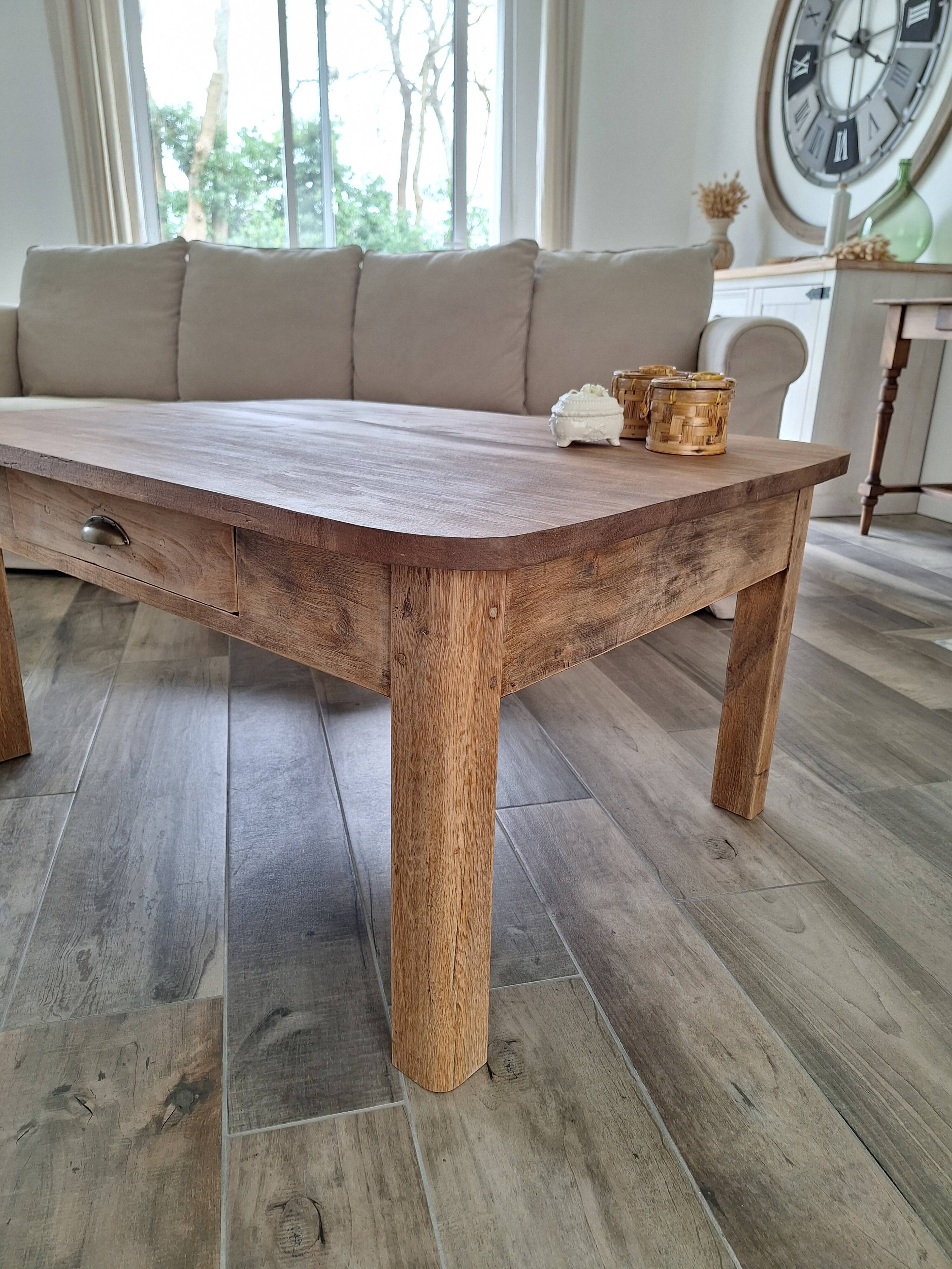 Farmhouse oak coffee table in country style