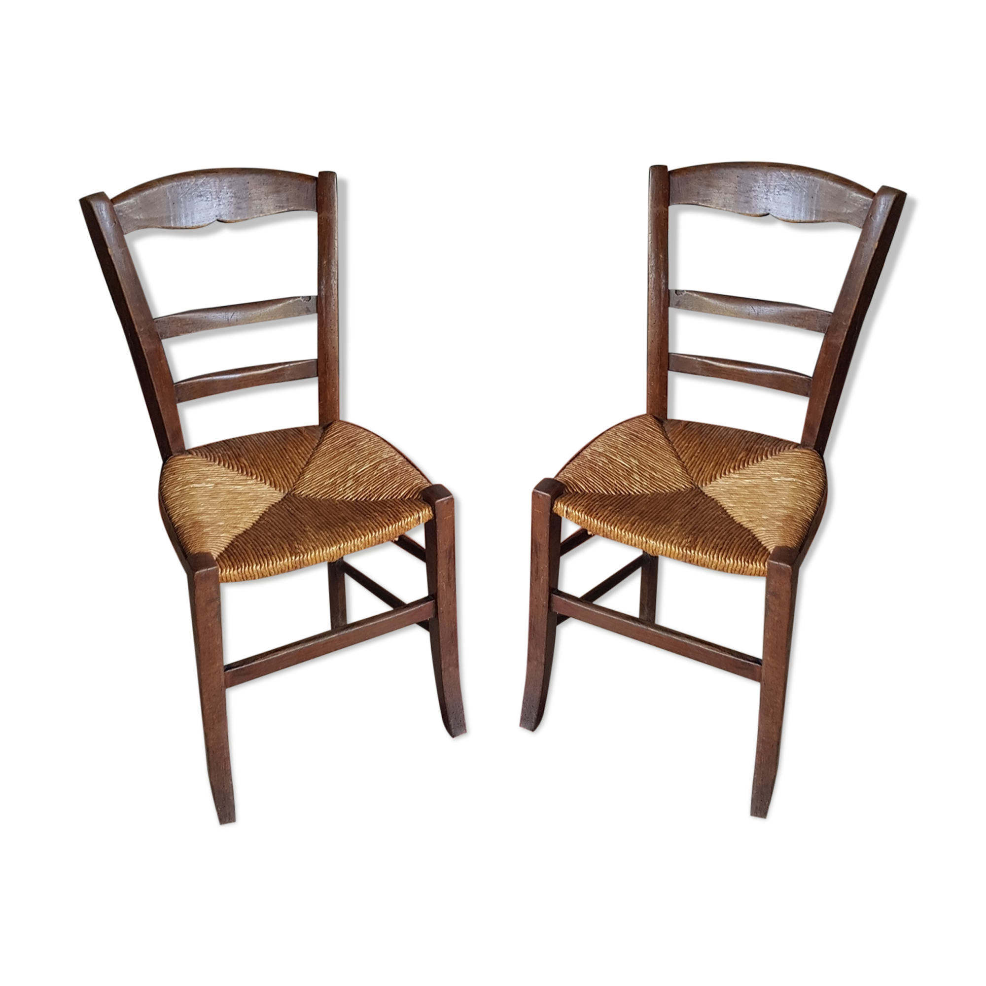 Pair of wooden straw chair 1900