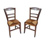 Pair of wooden straw chair 1900