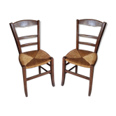 Paire de chaise paille bois 1900