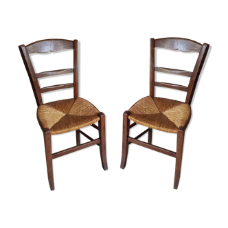 Pair of wooden straw chair 1900
