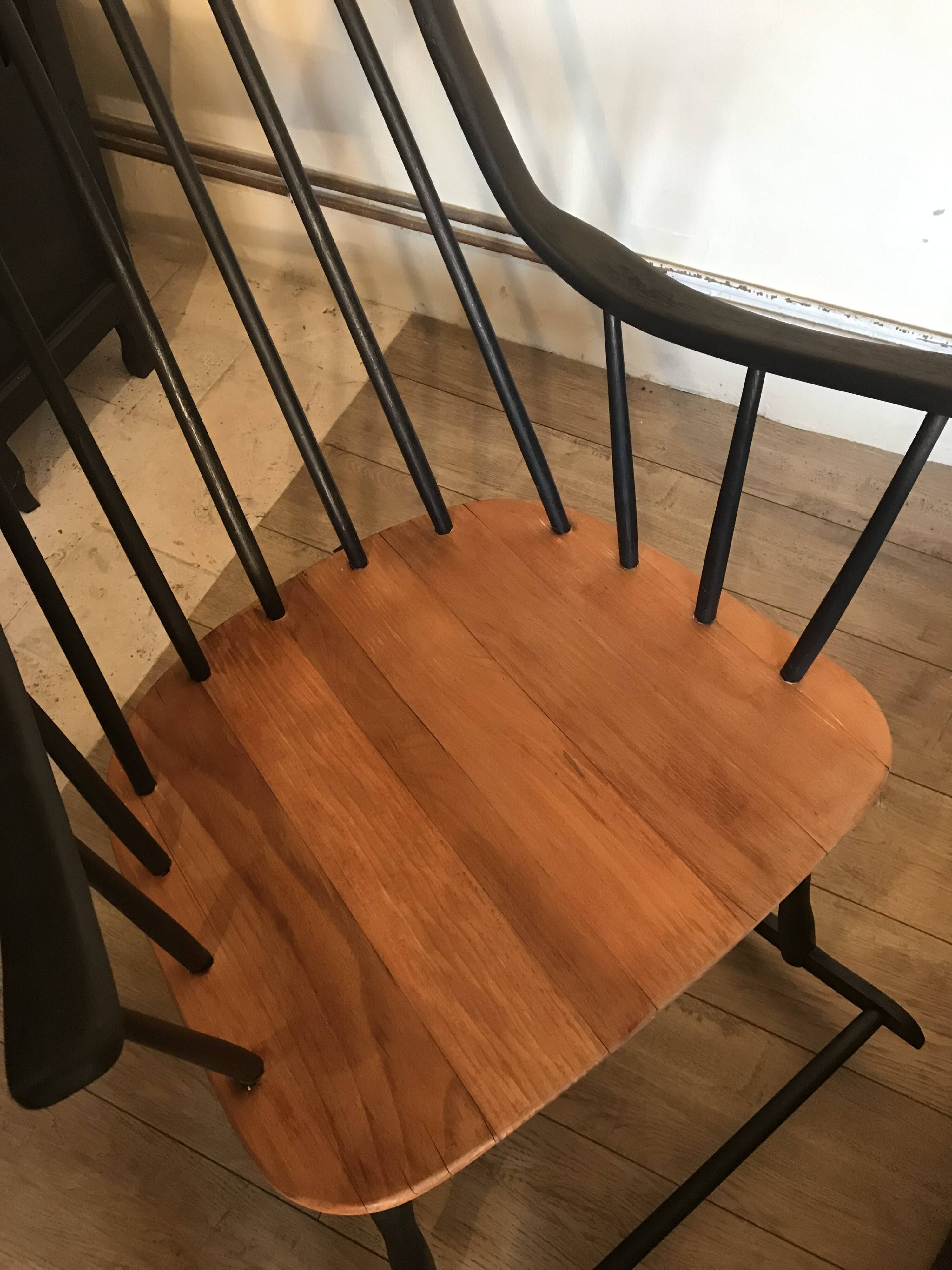 Vintage rocking chair in black stained beech