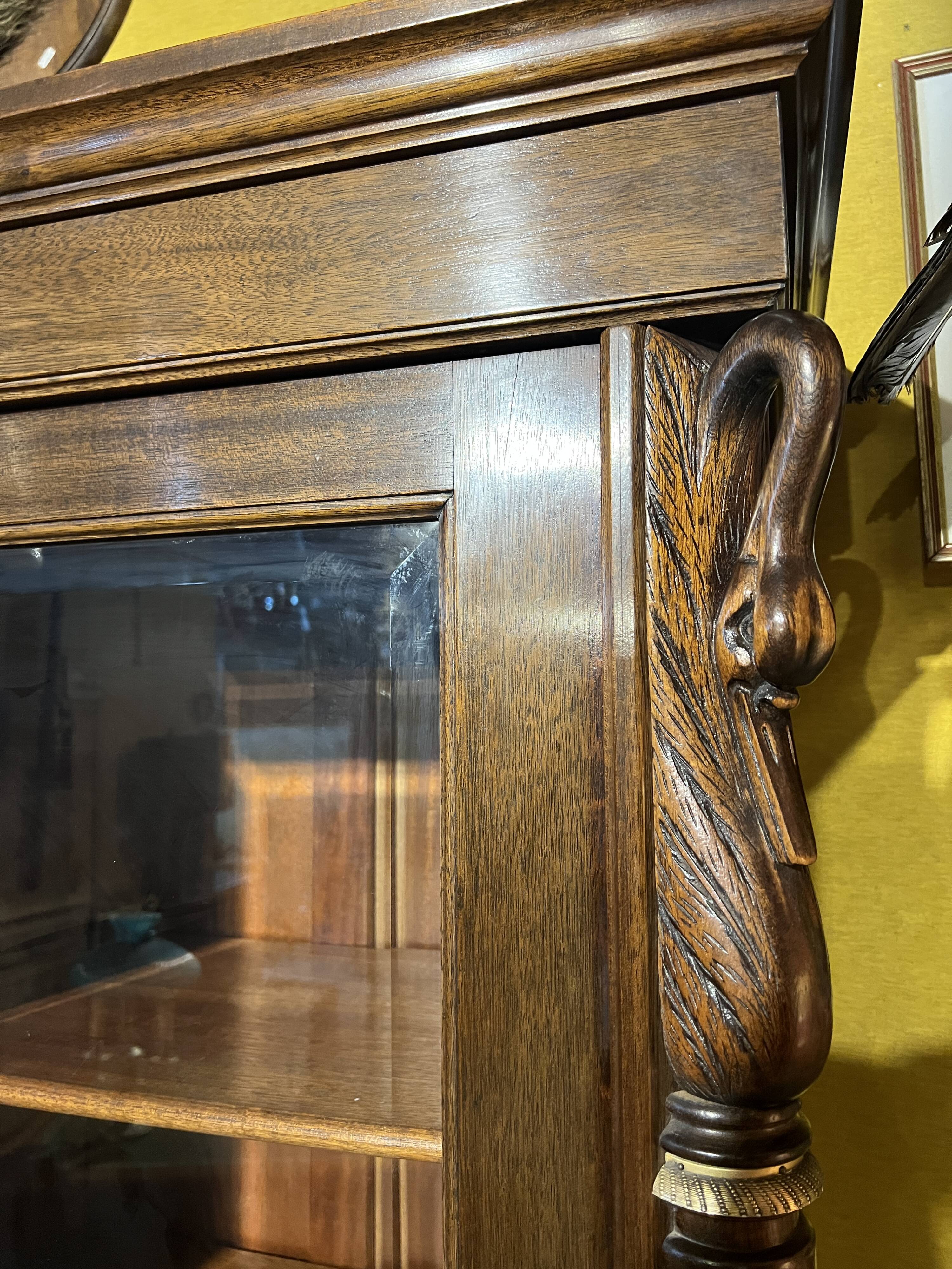 Empire Style Swan Neck Mahogany Bookcase with 4 Doors