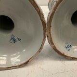 Pair of table candlesticks in faience of Rouen XX century
