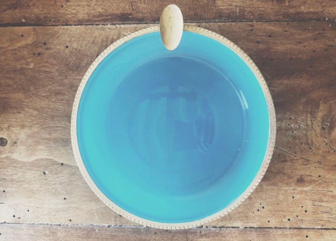 Blue and gold ashtray