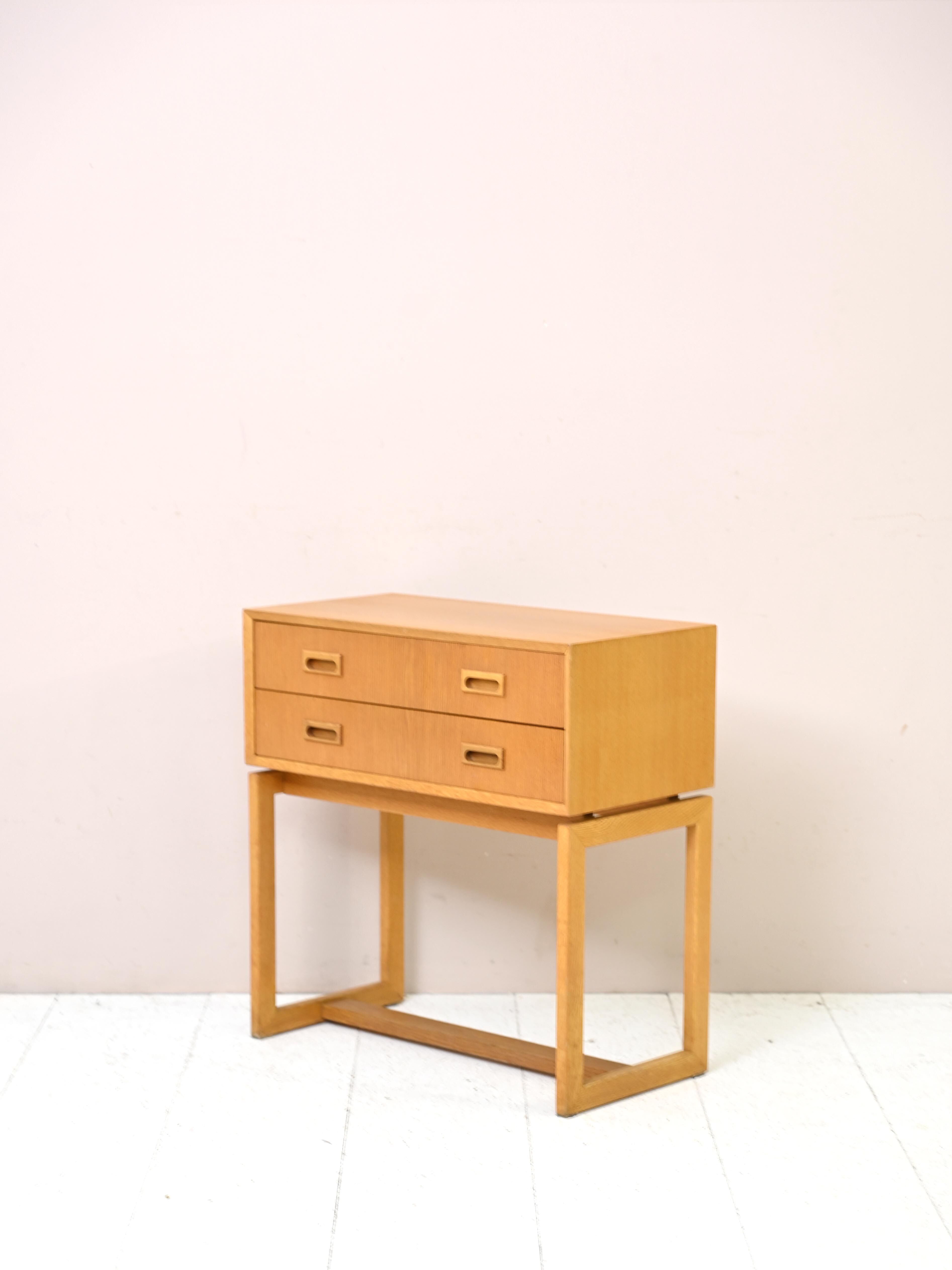 Scandinavian oak chest of drawers with two drawers