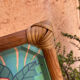 Plateau vintage en plastique et rotin