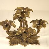 Candlestick - candlestick " flowers " in gilded bronze