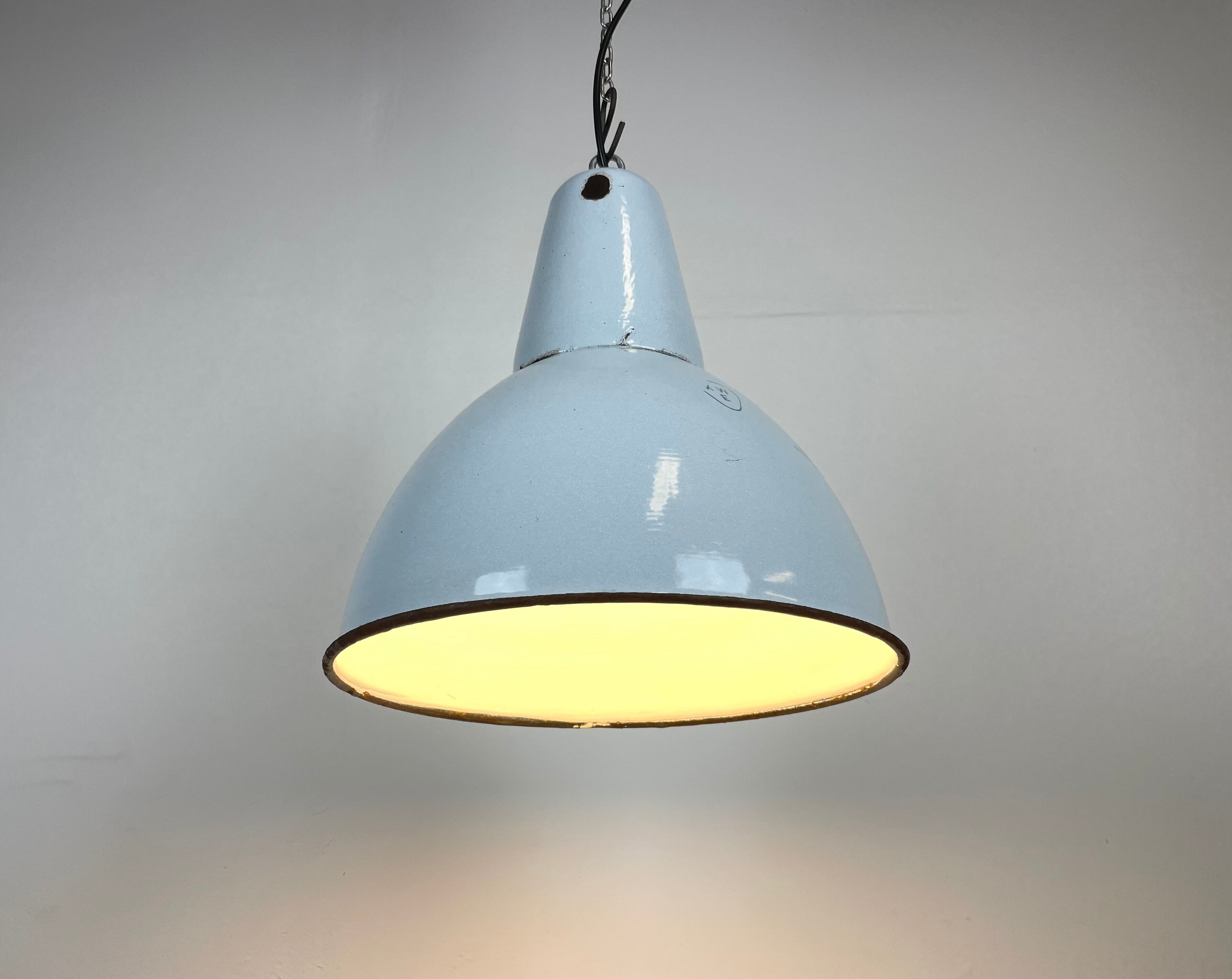 Industrial Grey Enamel Pendant Lamp, 1960s