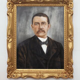 Portrait men 1930 in gold frame - art print