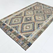 5x9 Kilim Anatolian Carpet, Handwoven Wool Rug, Blue Details Rug, 154x275Cm