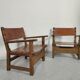 Pair of Spanish vintage leather armchairs 1920/1930
