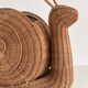 Italian Vintage Large Rattan Snail Basket, 1980s