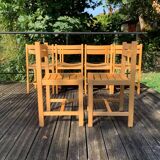 Solid beech chair by André Sornay