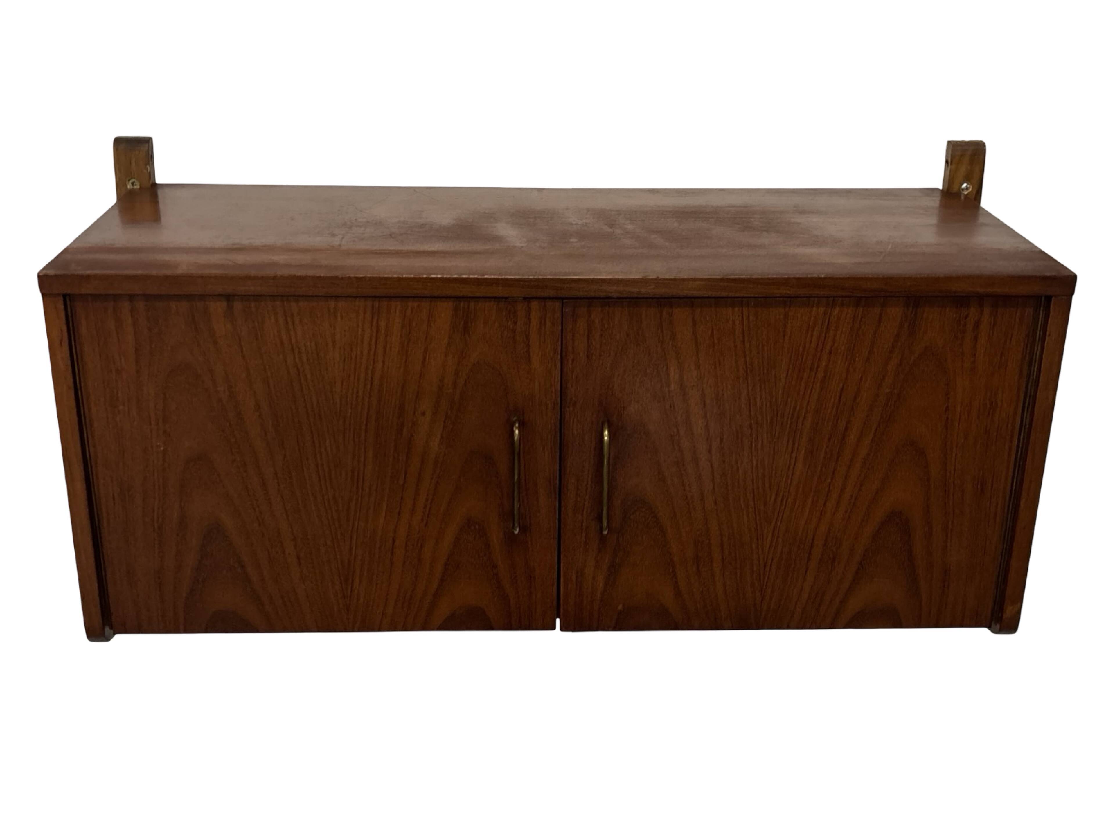 Vintage wall cabinet compact wall system 1960s teak veneer