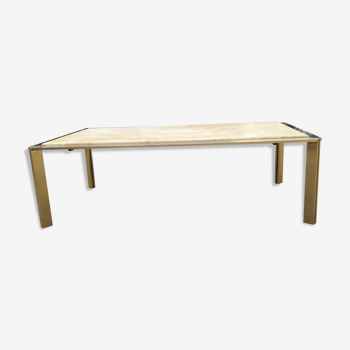 Table basse travertin et laiton