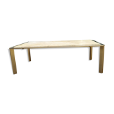 Table basse travertin et laiton