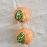 Salière poivrier vintage barbotine forme d'orange