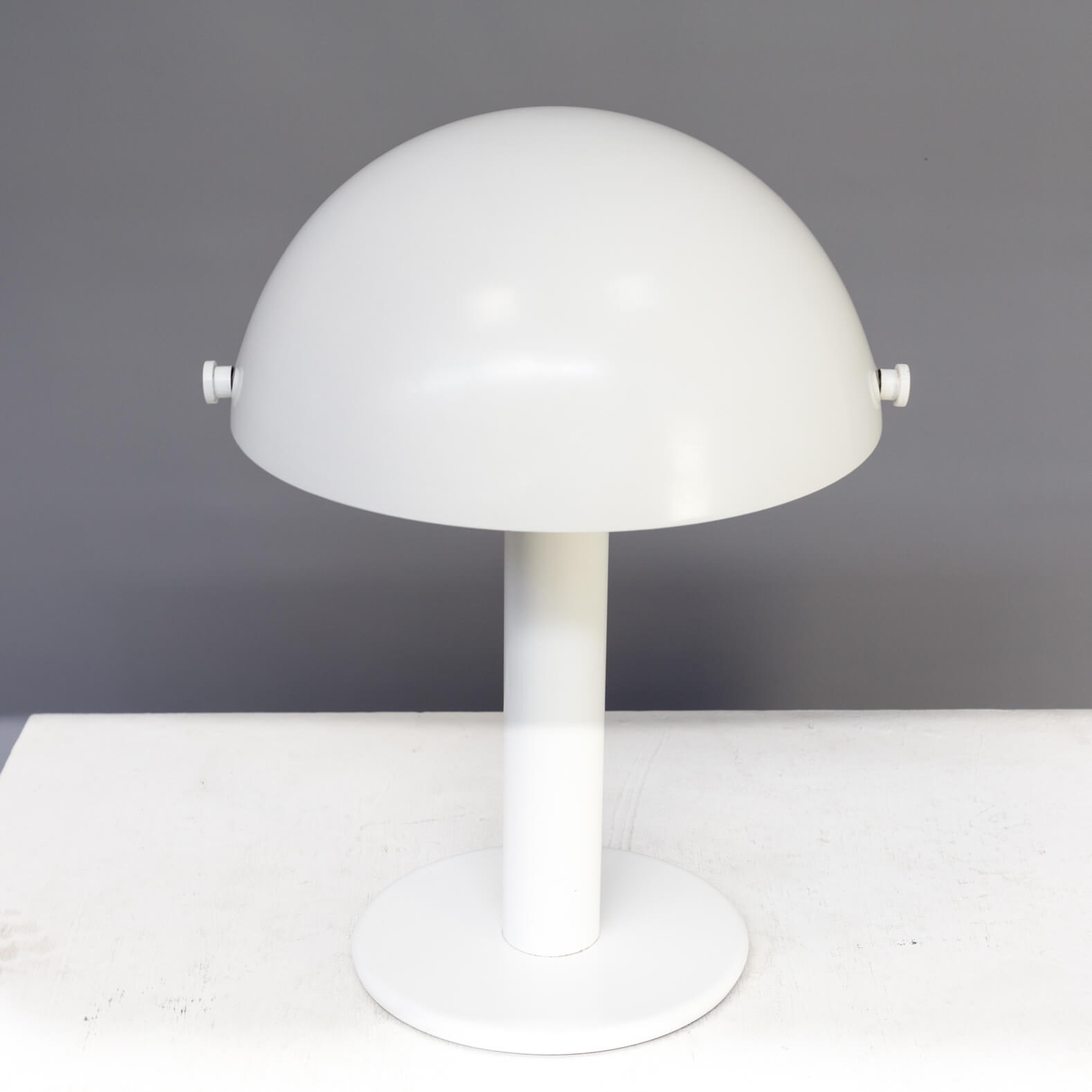 Lampe de table champignon en métal blanc des années 90