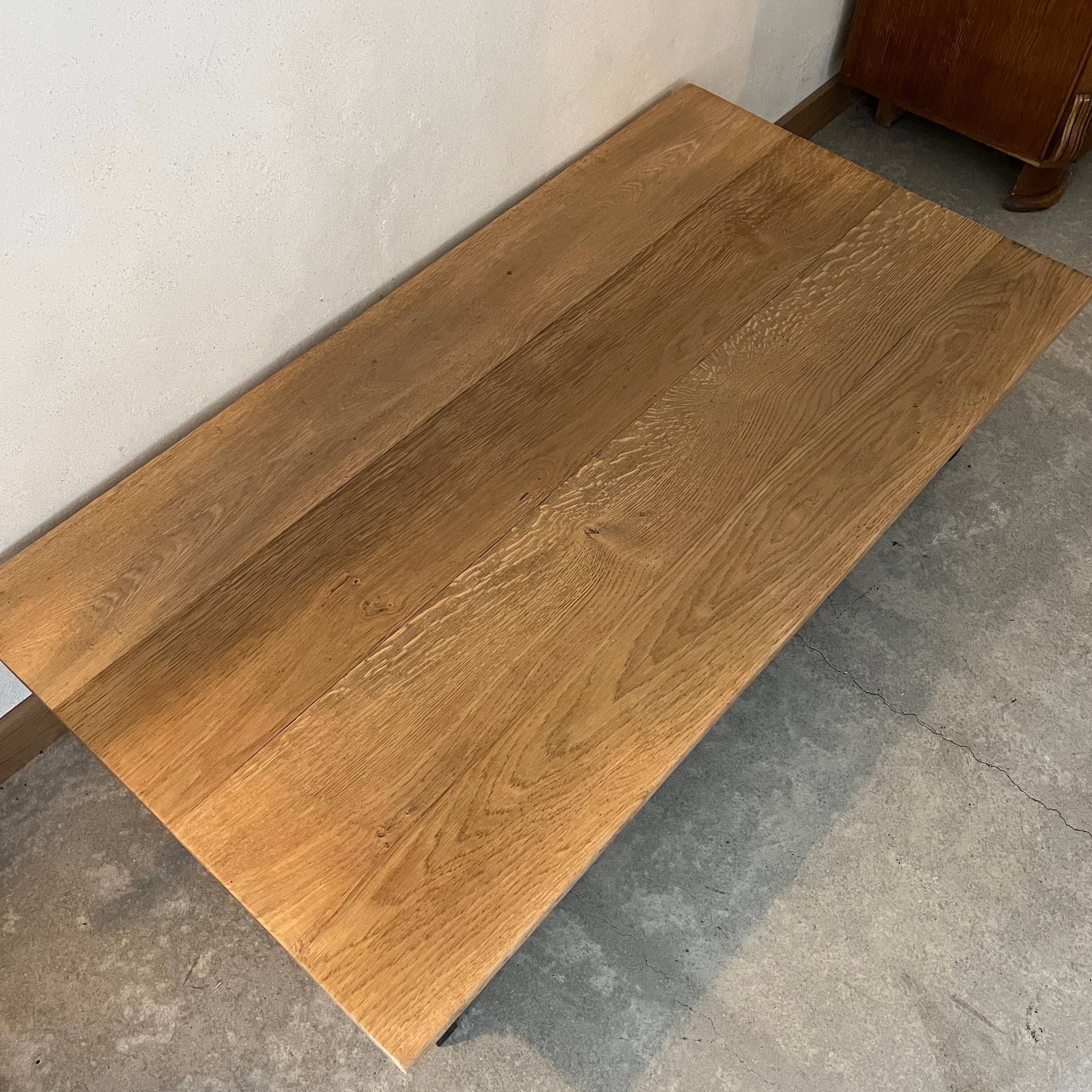 Wooden coffee table with metal legs