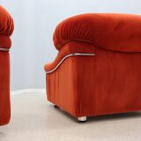 Vintage velvet armchairs Italy 1970s