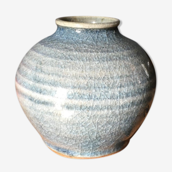 Vase boule bleu