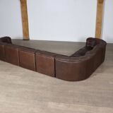 De Sede DS-11 Modular Sofa In Brown Patchwork Leather, Switzerland 1970s