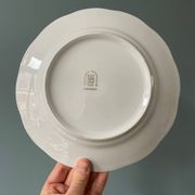Series of 11 old flat plates in white porcelain and gold edging