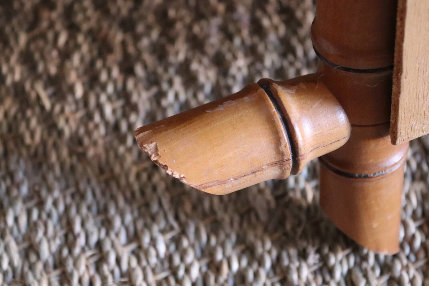 Antique cross mirror, turned wood, bamboo style